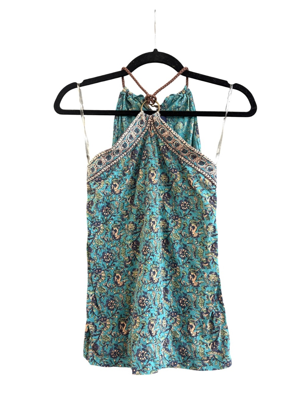 Vintage Y2K Blue Paisley Halter Tank Top